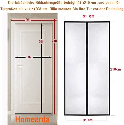 Perdea cu plasa deasa contra insectelor, fara gaurire, 90x210 cm Alba [5]