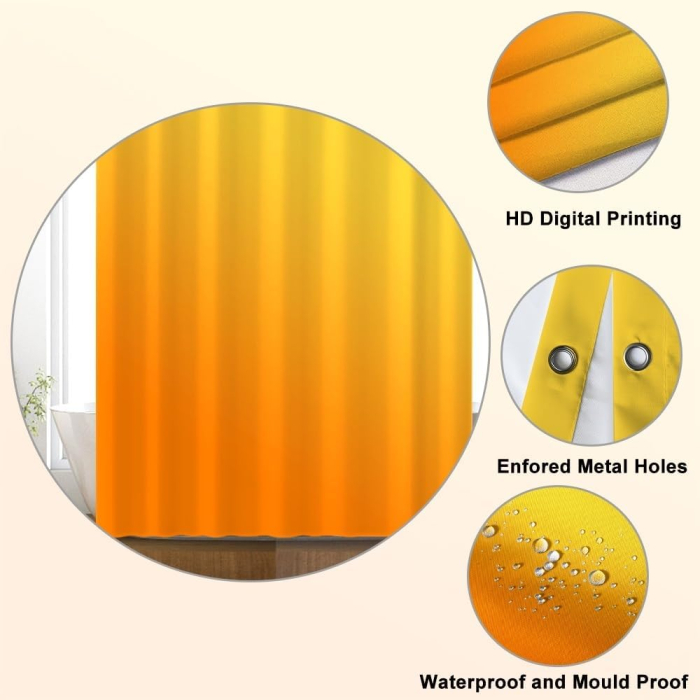 Perdea de dus groasa,opaca, usor lavabila, impermeabila 180x200cm cu12 carlige , portocaliu [4]