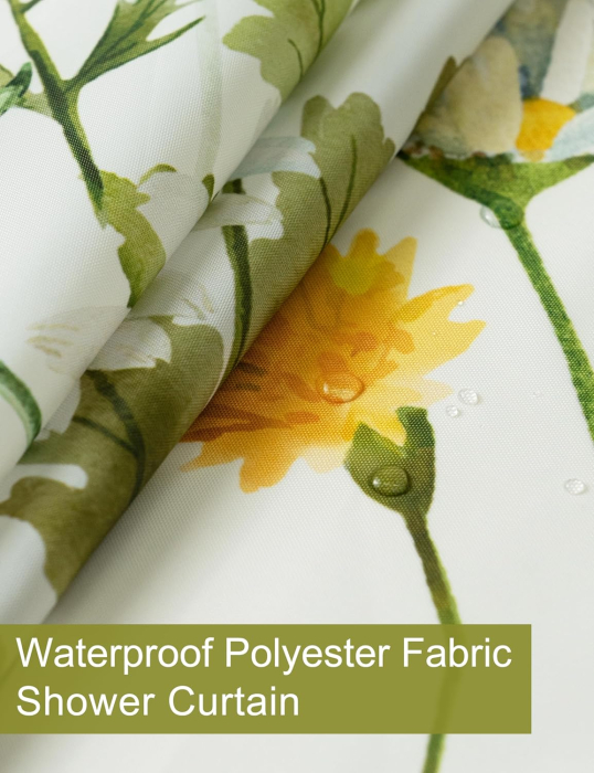 Perdea de dus groasa,opaca, usor lavabila, impermeabila 182x182cm cu12 carlige , model floral [5]