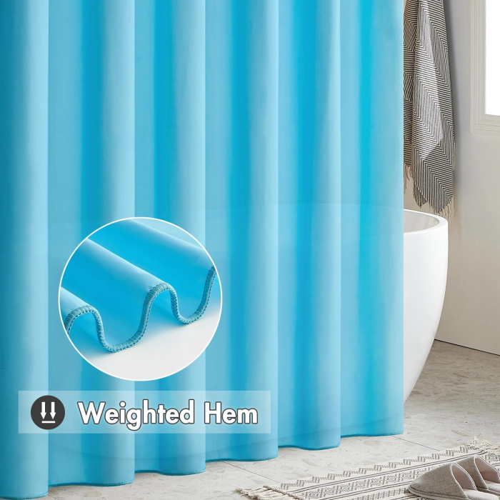 Perdea de dus groasa,opaca, usor lavabila, impermeabila 200x240cm cu14 carlige , albastru deschis [4]