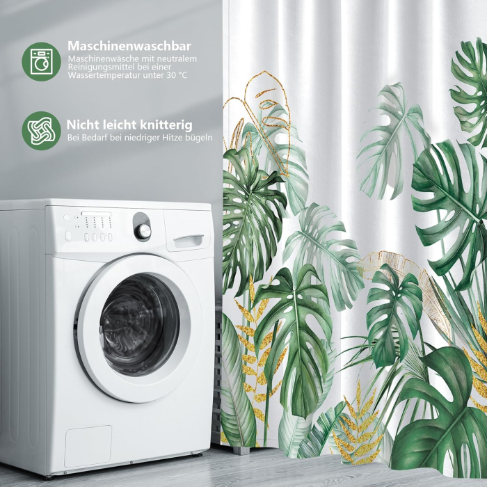 Perdea de dus textila groasa,opaca, usor lavabila, impermeabila 200x180cm cu12 carlige [4]