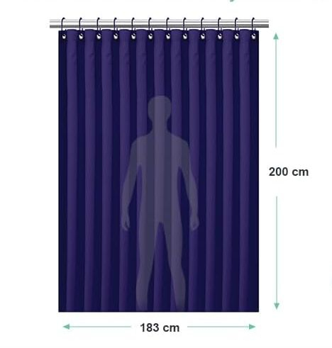 Perdea de dus groasa,opaca, usor lavabila, impermeabila 200x183cm cu12 carlige , albastra [2]