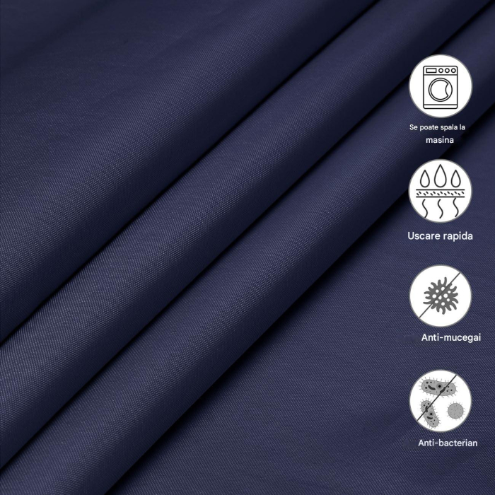 Perdea de dus textil anti-mucegai, usor lavabila, impermeabila 180x180 cm cu12 carlige , albastra [4]