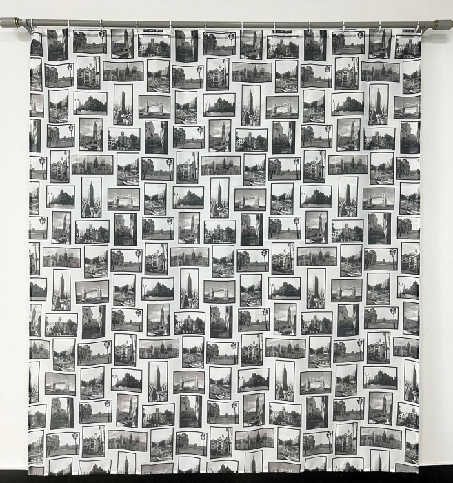 Perdea de dus textila, groasa,opaca, usor lavabila, impermeabila, cu model urban 180x200cm cu12 carlige [3]