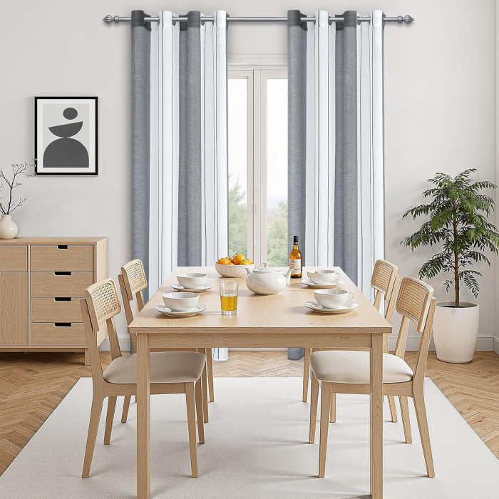 Perdele semi-transparente din dantela gri H280x140L cm, set 2 bucati [7]