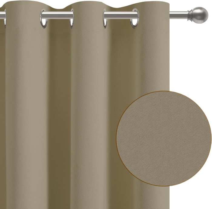 Perdele termice groase 260 cm inaltime, 130 cm latime, bej set 2 bucati [2]