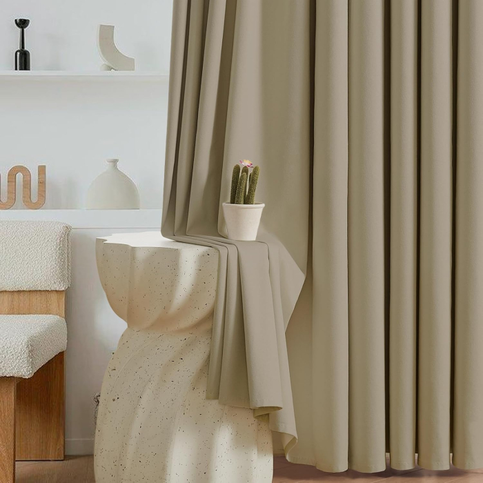 Perdele termice groase 260 cm inaltime, 130 cm latime, bej set 2 bucati [3]