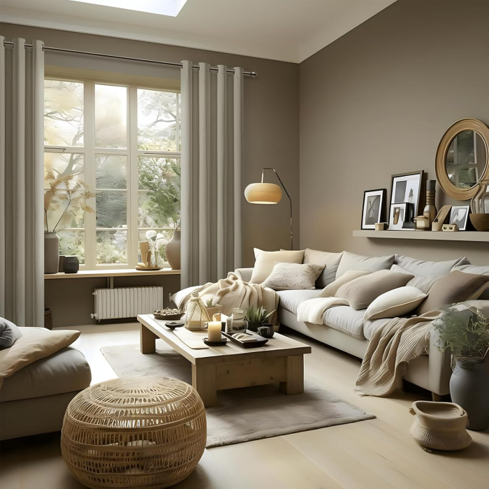 Perdele termice groase 260 cm inaltime, 130 cm latime, bej set 2 bucati [6]