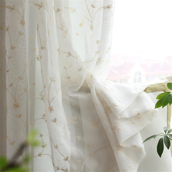 Perdele albe transparente cu model floral 150x180 cm [4]