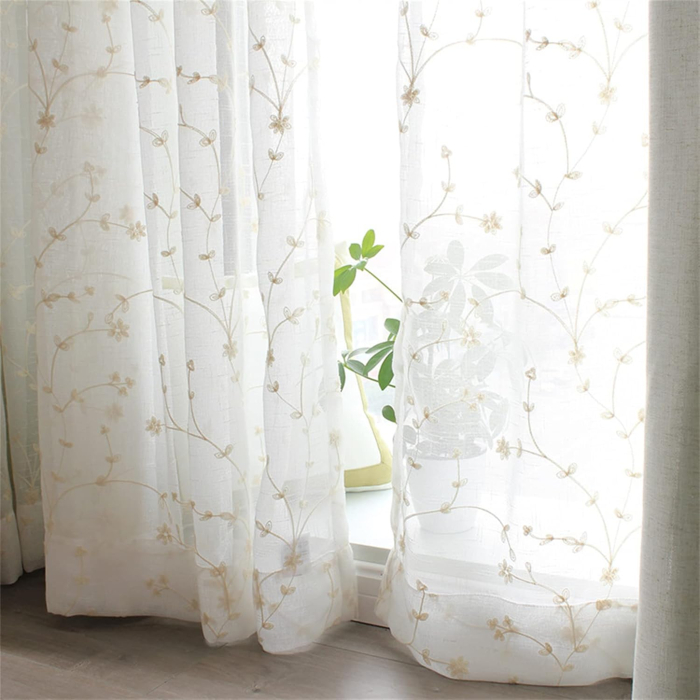 Perdele albe transparente cu model floral 150x180 cm [1]