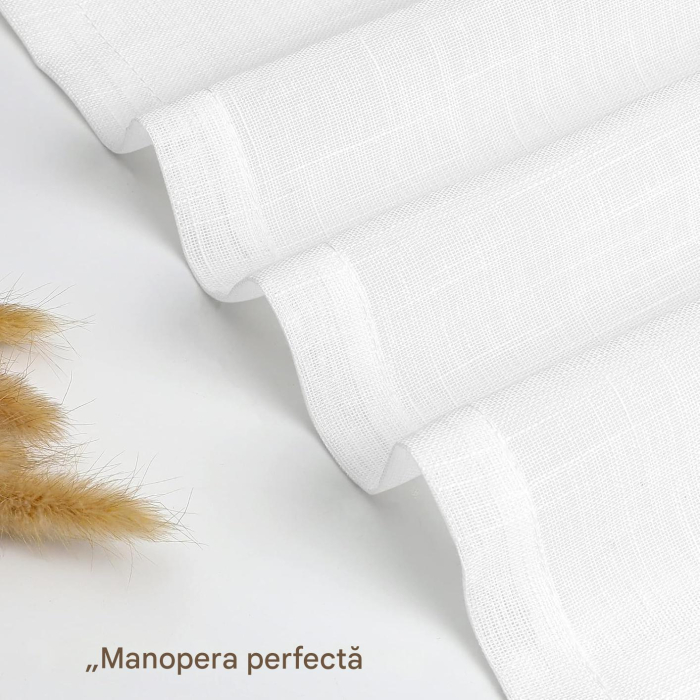 Perdele subtiri, transparente, aspect de in, 225x140 cm, cu inele metal [6]