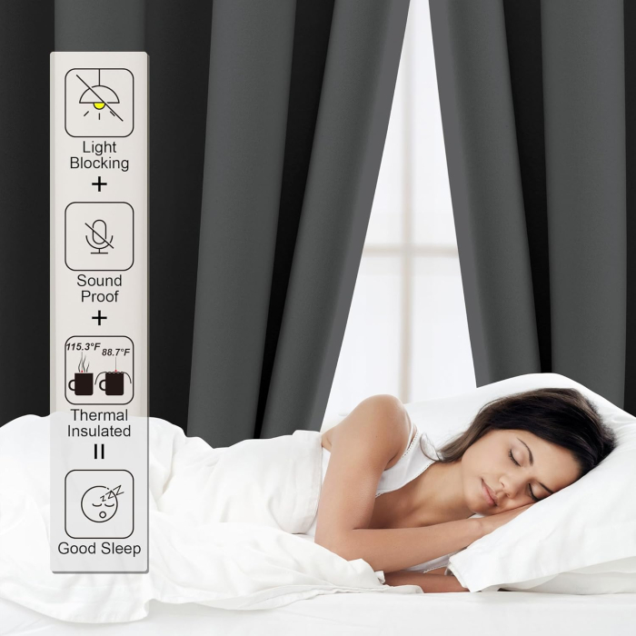 Perdele groase 137 cm inaltime, 117 cm latime, gri, set 2 bucati [3]