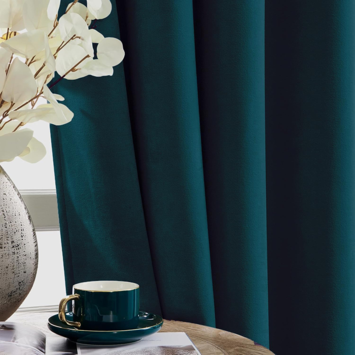 Perdele termice groase 225 cm inaltime, 132 cm latime, albastru verzui, set 2 bucati [5]