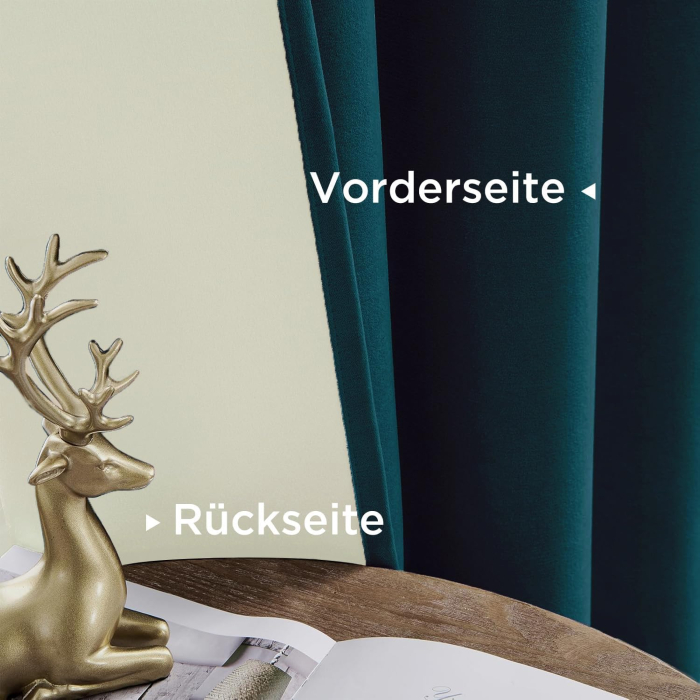 Perdele termice groase 225 cm inaltime, 132 cm latime, albastru verzui, set 2 bucati [3]