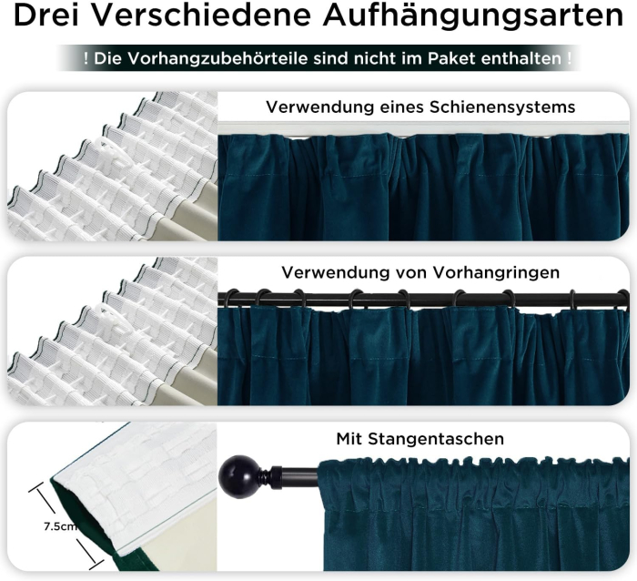 Perdele termice groase 225 cm inaltime, 132 cm latime, albastru verzui, set 2 bucati [2]