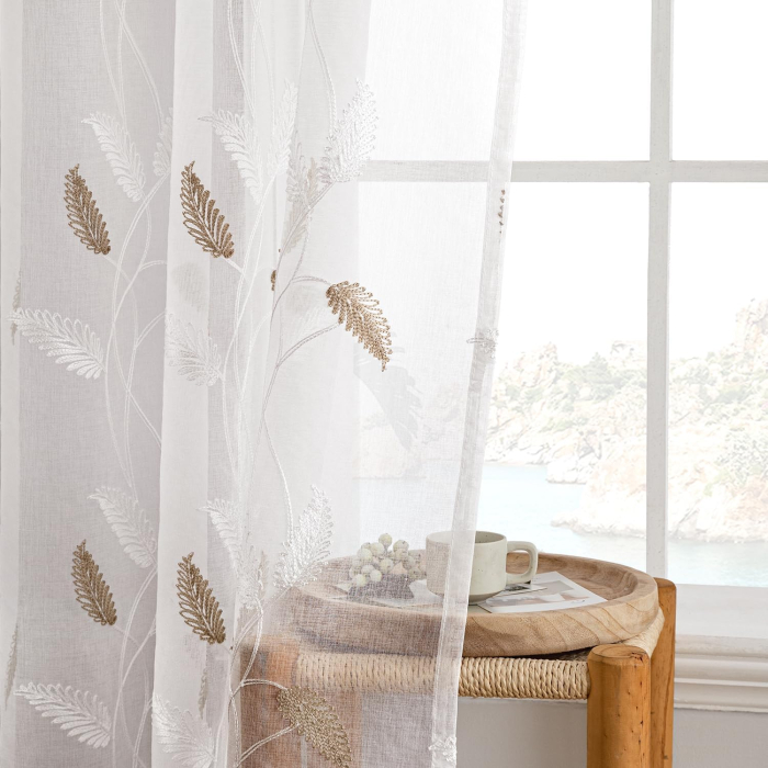 Perdele transparente, cu ochiuri metalice 140X225cm (inaltimexlungime), Alb, 2 bucata [4]