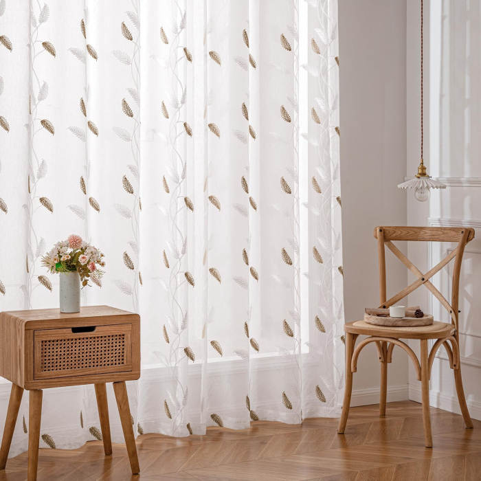 Perdele transparente, cu ochiuri metalice 140X225cm (inaltimexlungime), Alb, 2 bucata [3]