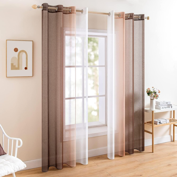 Perdele semi transparente maro cafea degrade 140*122 set 2 bucati [2]