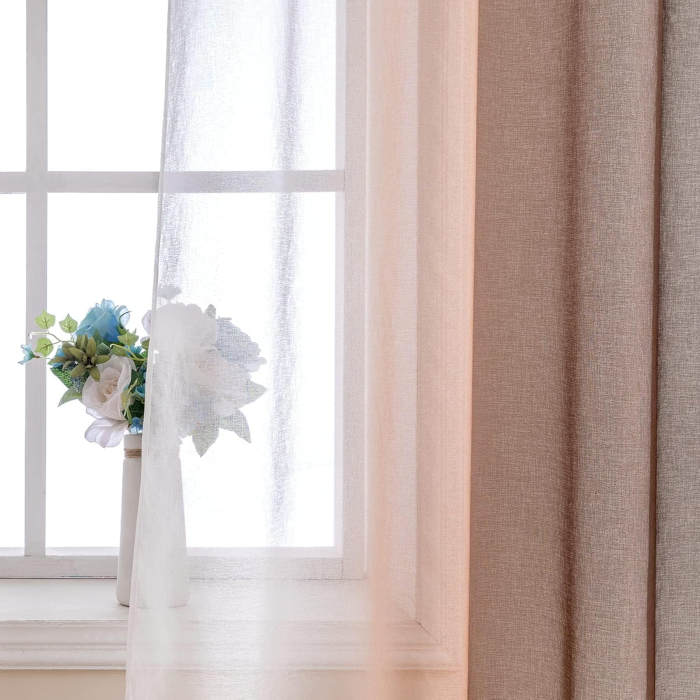 Perdele semi transparente maro cafea degrade 140*122 set 2 bucati [3]