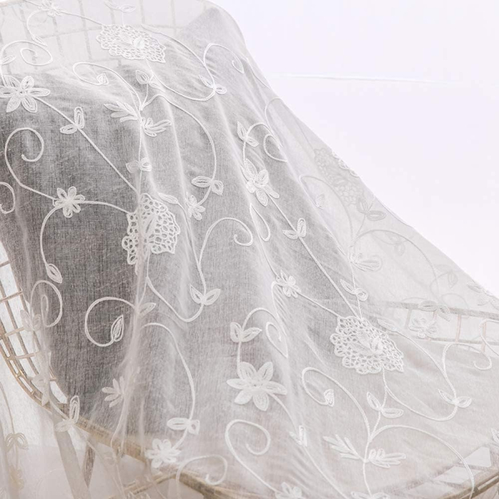 Perdele semi transparente albe cu model 140*225 set 2 bucati [6]