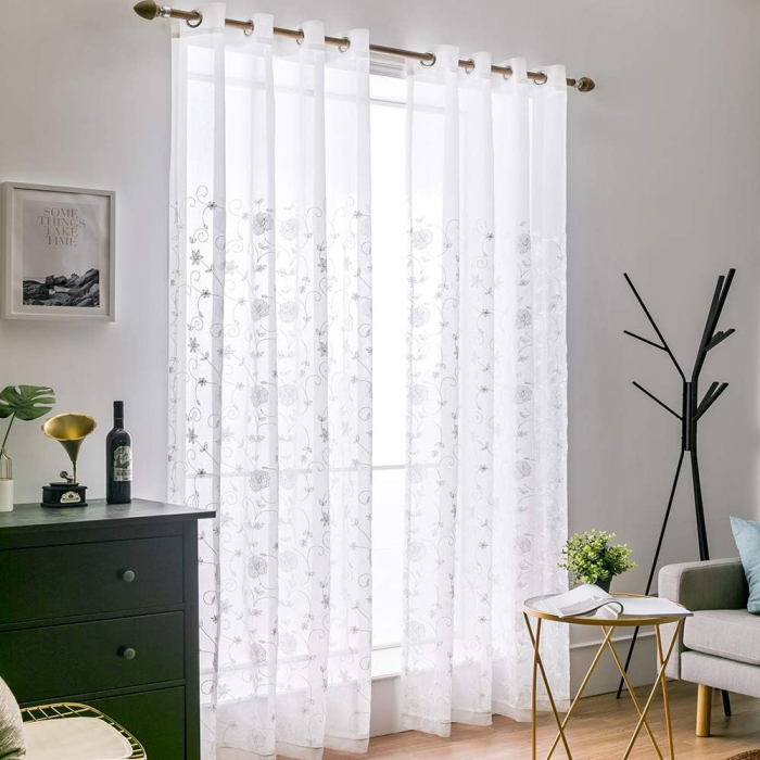 Perdele semi transparente albe cu model 140*225 set 2 bucati [2]