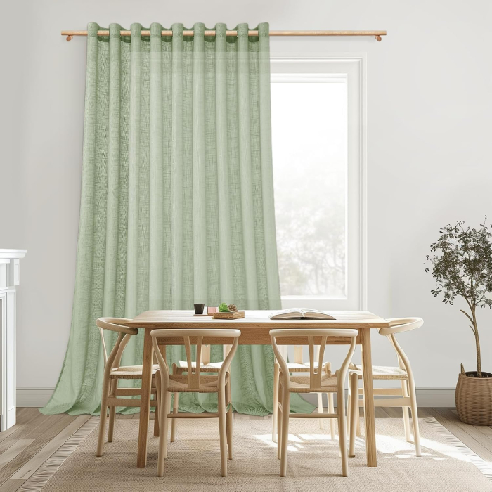 Perdea semi-transparenta din dantela verde H240x300L cm 1 bucata [7]