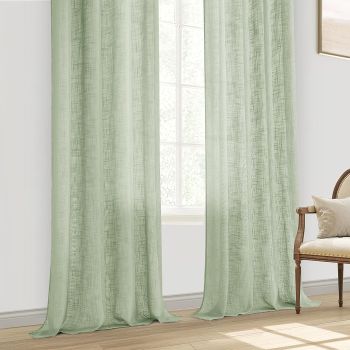 Perdea semi-transparenta din dantela verde H240x300L cm 1 bucata [5]