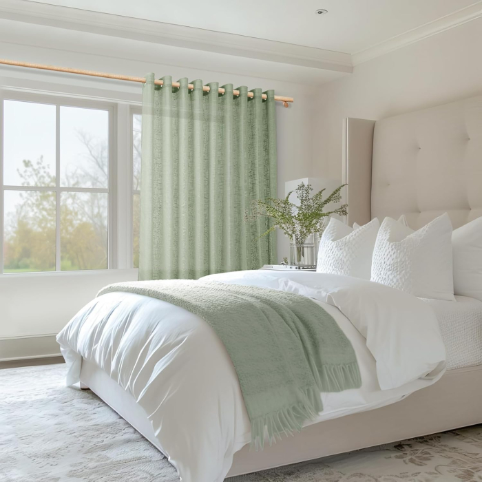 Perdea semi-transparenta din dantela verde H240x300L cm 1 bucata [8]