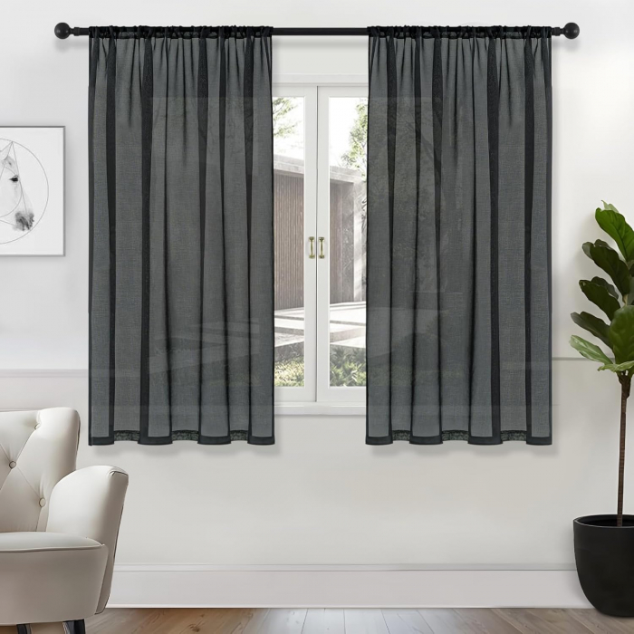 Perdele semiopace 160 cm inaltime, 140 cm latime, antracit, set 2 bucati [1]