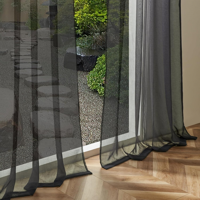 Perdele semiopace 160 cm inaltime, 140 cm latime, antracit, set 2 bucati [5]