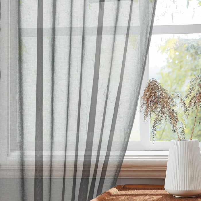 Perdele semiopace 160 cm inaltime, 140 cm latime, antracit, set 2 bucati [4]