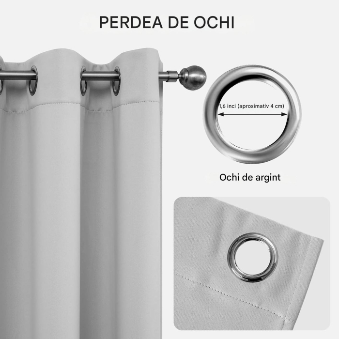 Perdele termice groase 175 cm inaltime, 140 cm latime, gri deschis, set 2 bucati [6]