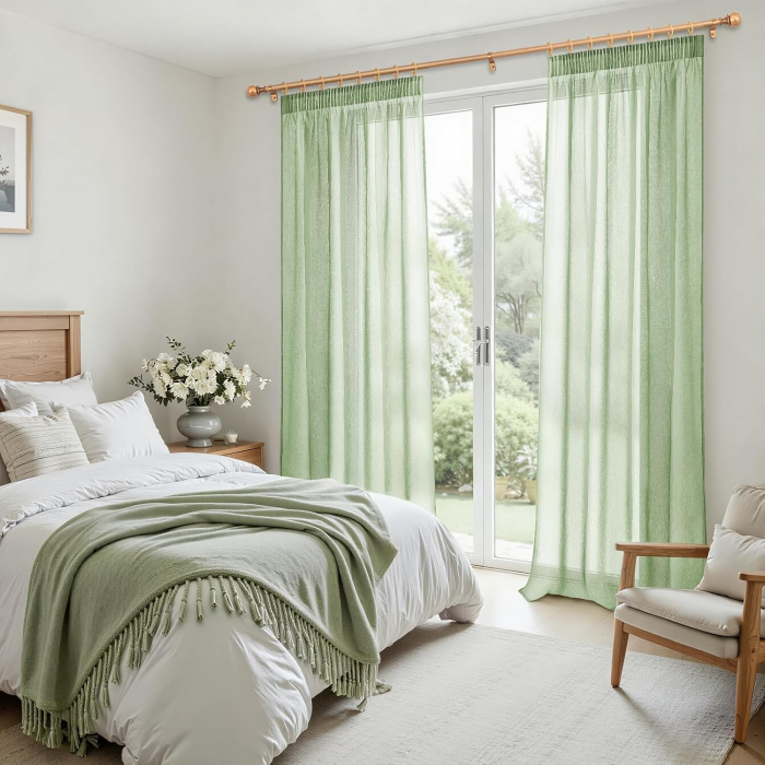 Perdele semitransparente voal verde 230x140 cm set 2 bucati [7]