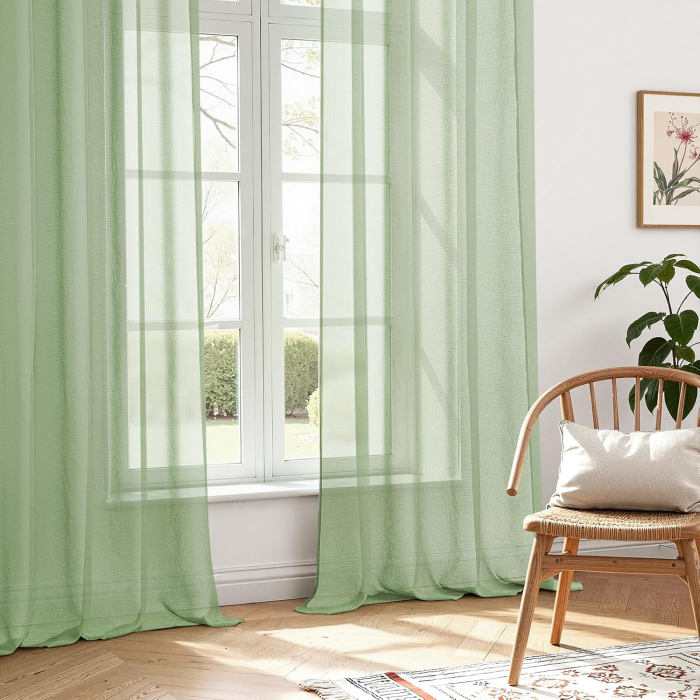 Perdele semitransparente voal verde 230x140 cm set 2 bucati [5]