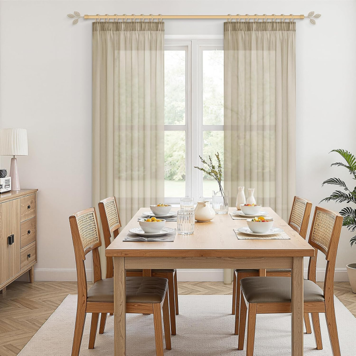 Perdele semitransparente voal bej 245x140 cm set 2 bucati [3]