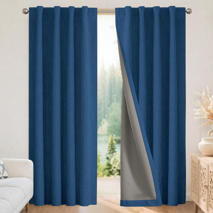 Perdele termice groase 137 cm inaltime, 117 cm latime, albastru inchis, set 2 bucati [2]