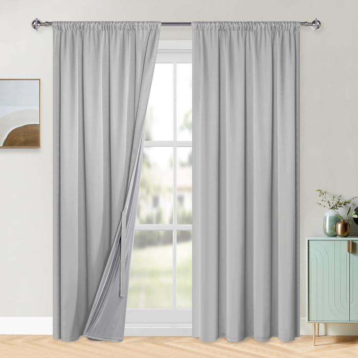 Perdea termica groasa 220 cm inaltime, 140 cm latime, set 2 bucati, gri [2]