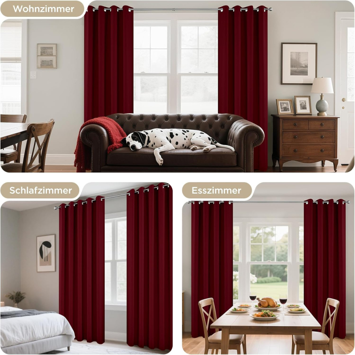 Perdele termice groase 240 cm inaltime, 135 cm latime, rosii, set 2 bucati [4]