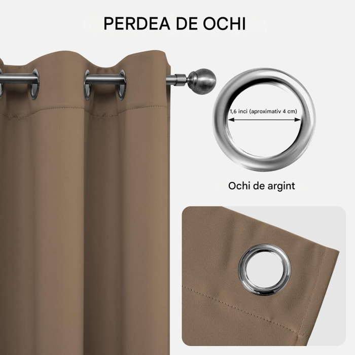 Perdele termice groase 260 cm inaltime, 140 cm latime, set 2 bucati Maro [6]