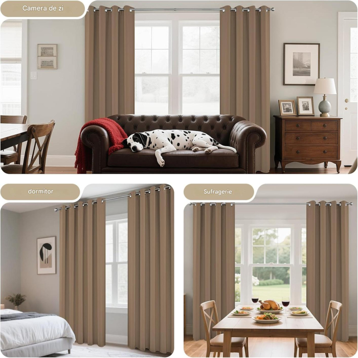 Perdele termice groase 260 cm inaltime, 140 cm latime, set 2 bucati Maro [4]