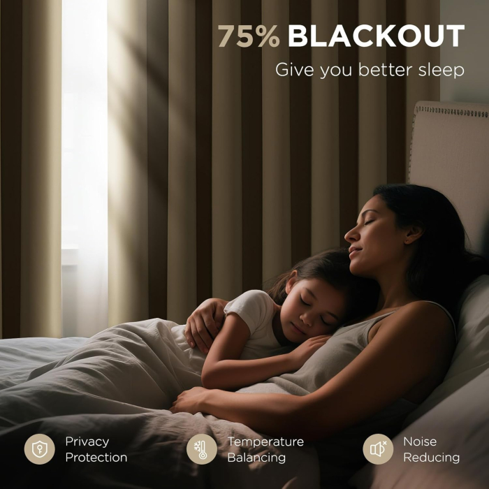 Perdea termica groasa 225 cm inaltime, 135 cm latime, Bej-1 bucata [4]