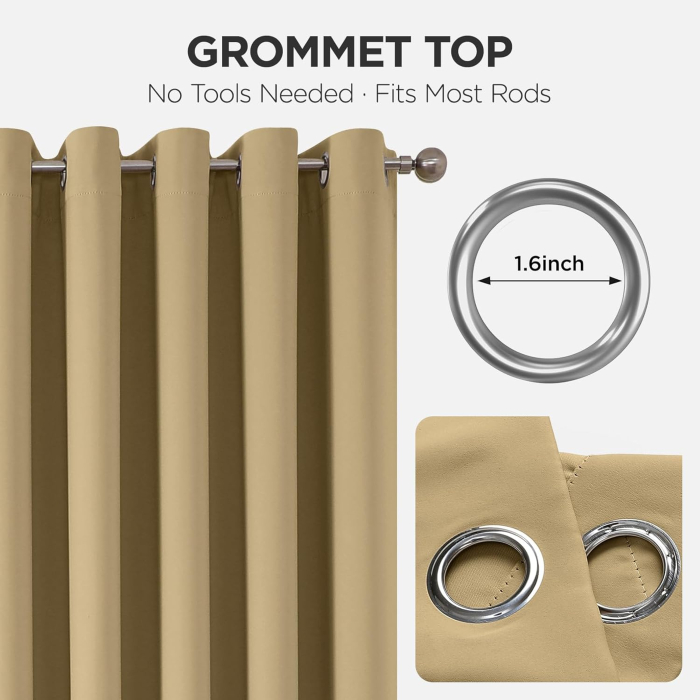 Perdea termica groasa 225 cm inaltime, 135 cm latime, Bej-1 bucata [5]