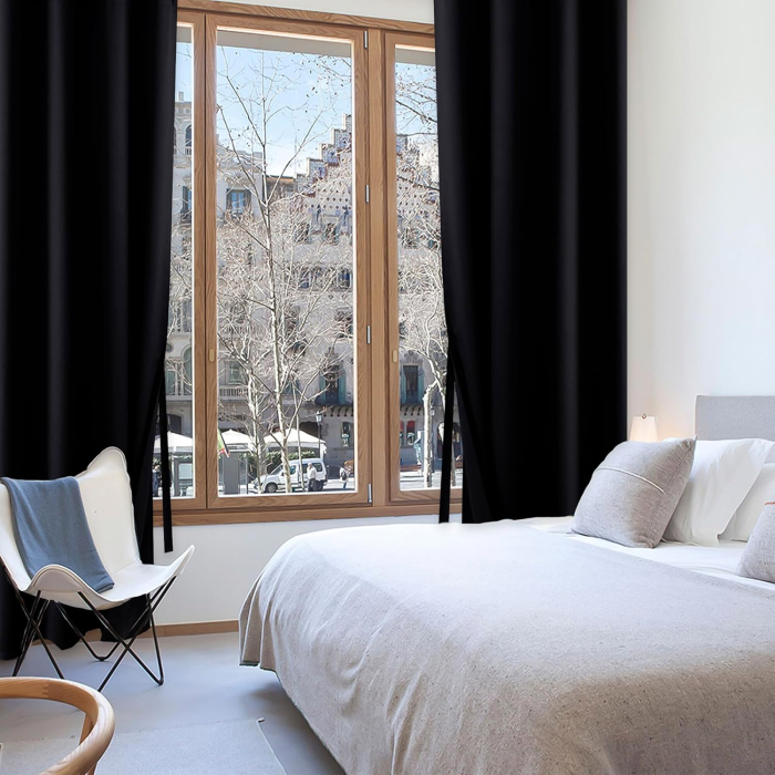 Perdele termice groase 138 cm inaltime, 117 cm latime, set 2 bucati, negre [7]