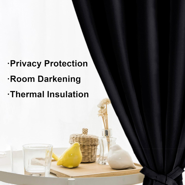 Perdele termice groase 138 cm inaltime, 117 cm latime, set 2 bucati, negre [6]