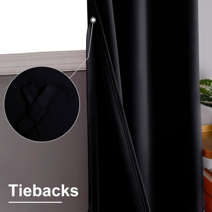 Perdele termice groase 138 cm inaltime, 117 cm latime, set 2 bucati, negre [3]