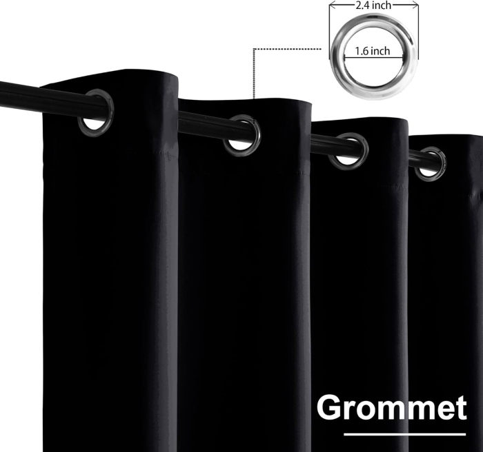 Perdele termice groase 138 cm inaltime, 117 cm latime, set 2 bucati, negre [4]