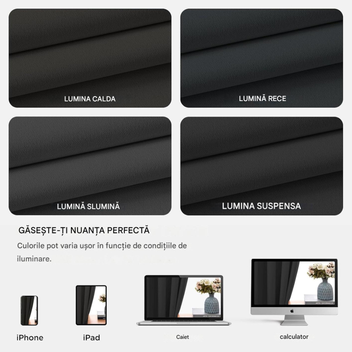 Perdele termice groase 158 cm inaltime, 132 cm latime, gri inchis, set 2 bucati [8]