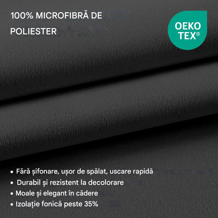 Perdele termice groase 158 cm inaltime, 132 cm latime, gri inchis, set 2 bucati [3]