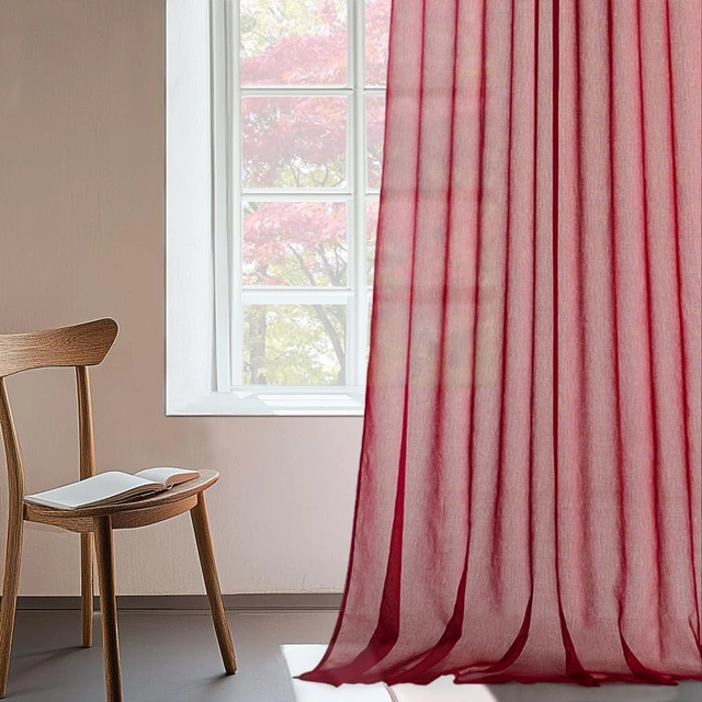 Perdele transparente din dantela rosie 245x140 cm set 2 bucati [5]