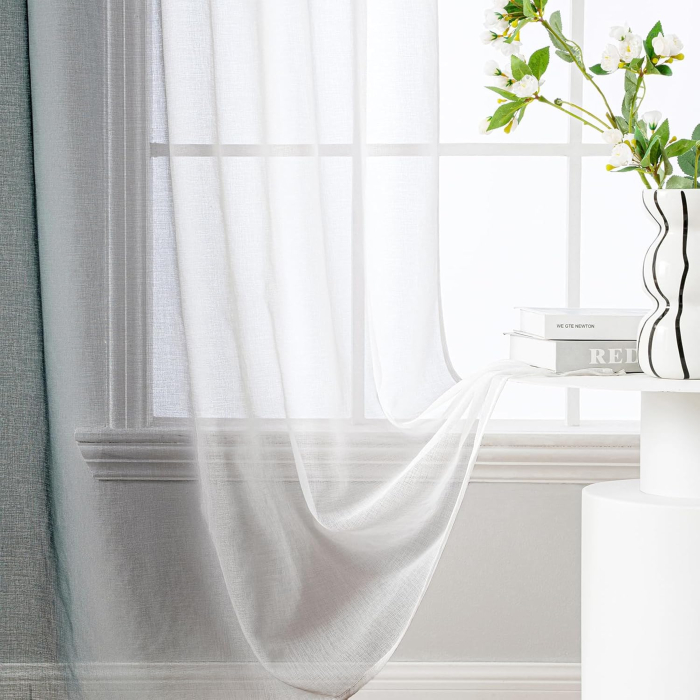 Perdele semi transparente din dantela gri 140*260 set 2 bucati [4]